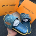 Denim Velcro Slippers Couples Blue